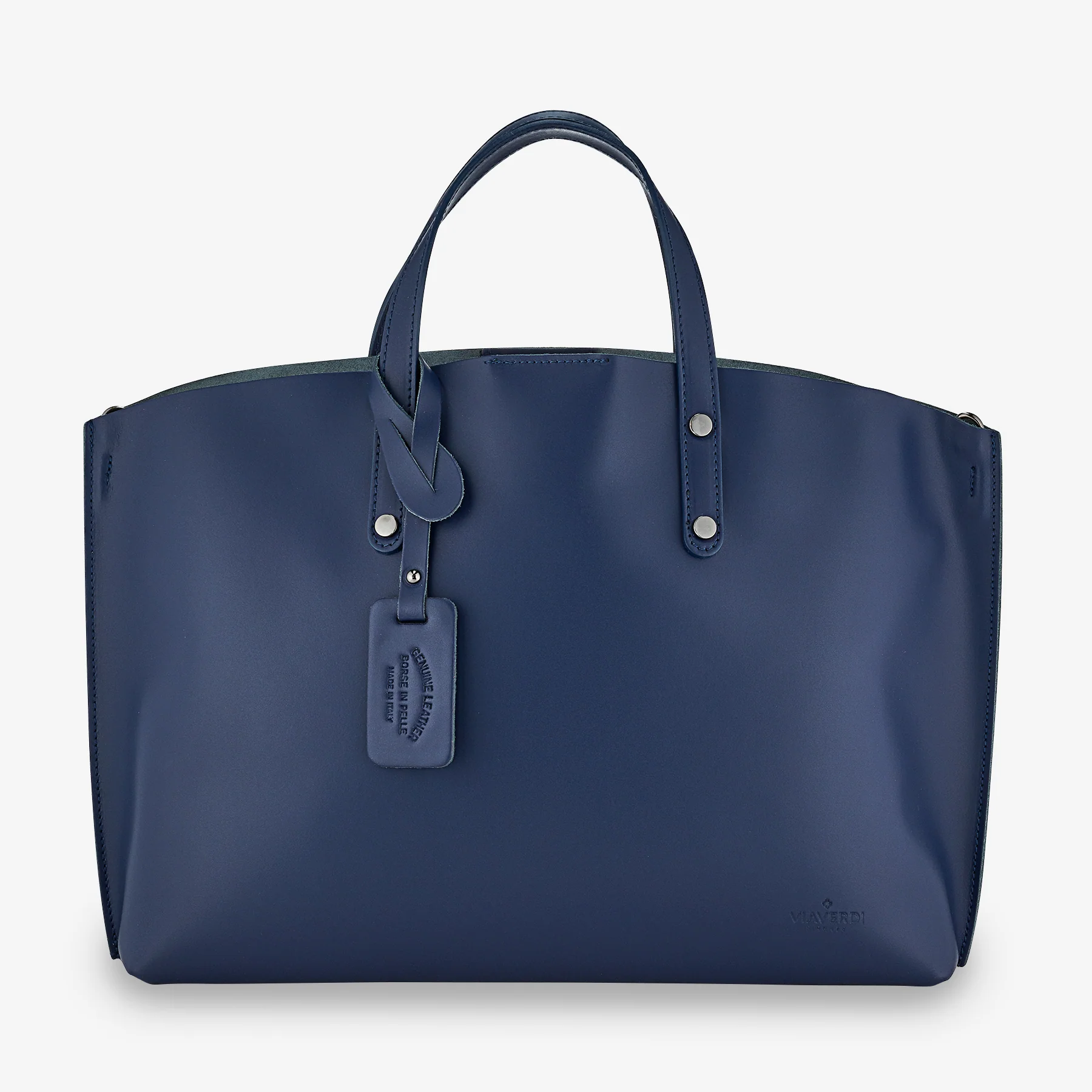 Borsa a Mano in Pelle Blu VIAVERDI Made in Italy